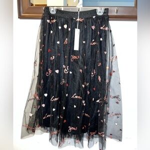 NWT Zero Degrees Celsius Ladies Tulle Sequin Love Hearts Skirt Size XS